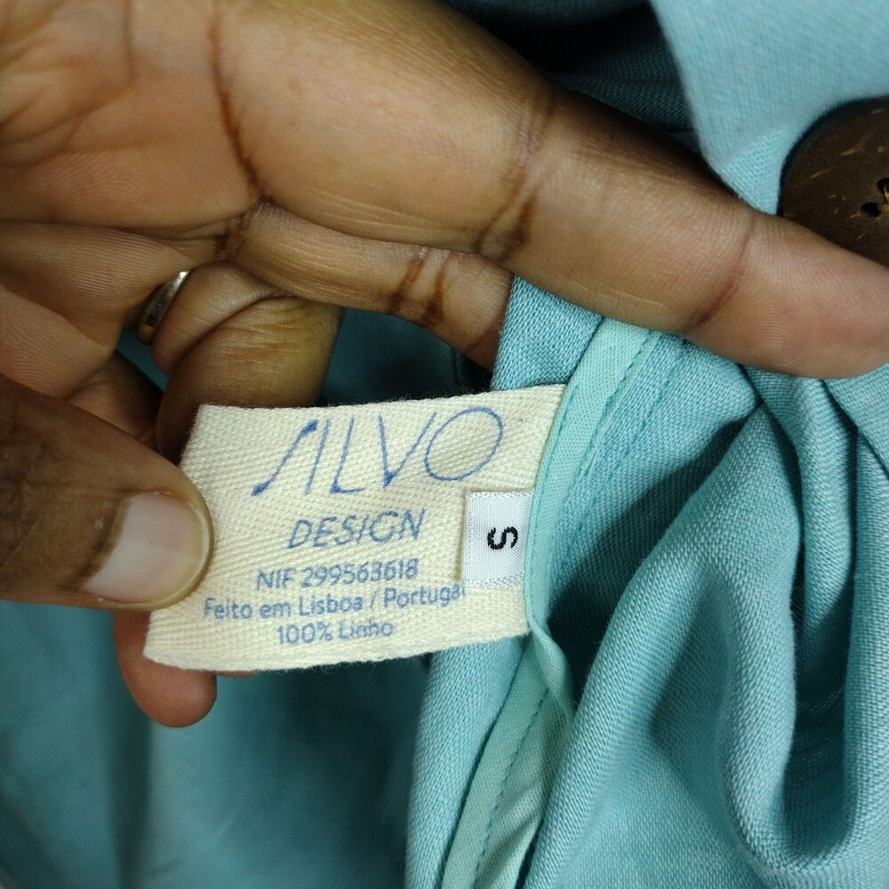 NEW Silvo Design Aqua Blue Linen 2 Button Front Blazer Jacket Women’s Sz S - Picture 5 of 7